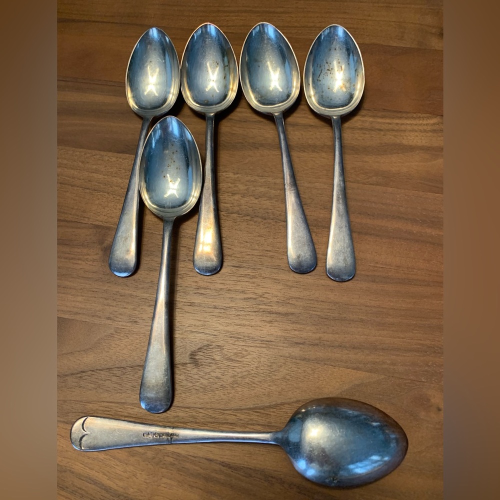 Vintage Osborne & co Elegant Silver Plated Dining/Soup/Serving Spoon Set of 6.